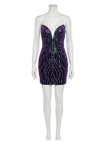 Johnathan Kayne Strapless Stretch Velvet Gown in Purple (view 1)