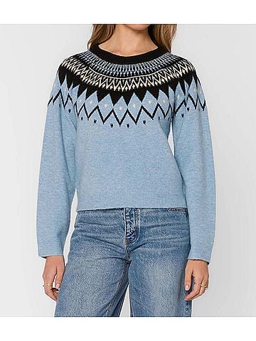 Velvet Heart Delvine Knit Sweater in Blue Mist/ Black Nordic (view 2)