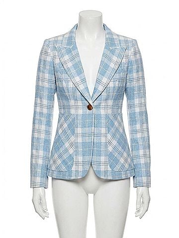 Smythe Patch Pocket Duchess Blazer in Sky Plaid (view 1)