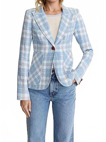 Smythe Patch Pocket Duchess Blazer in Sky Plaid (view 2)