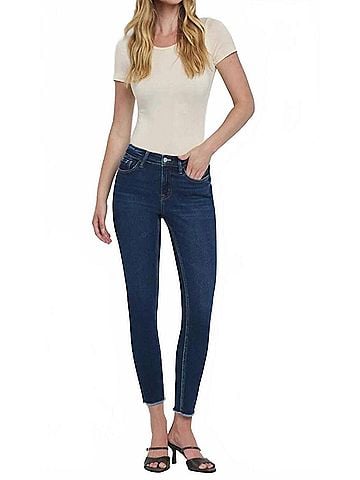 Flying Monkey Mid Rise Raw Hem in Dark Wash (view 2)
