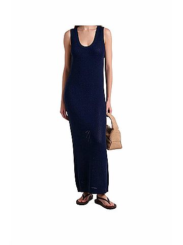 Brunello Cucinelli Textured Open Knit Ankle Tank Dress in Blue (view 2)
