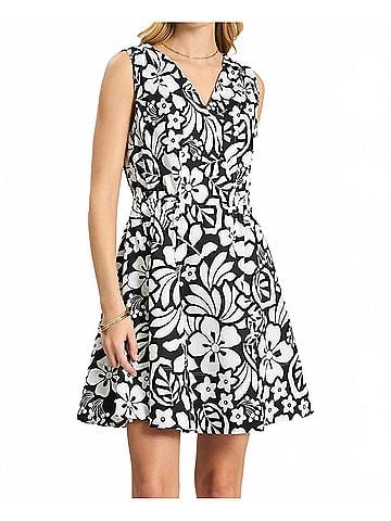 Tyler Boe Emory Floral Sleeveless Wrap Dress in Black/White (view 2)