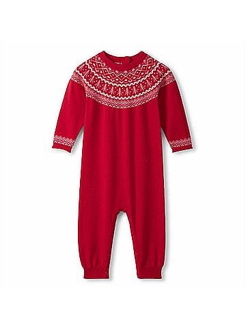 Hatley Girl's Fair Isle Sweater Romper in Red (view 1)