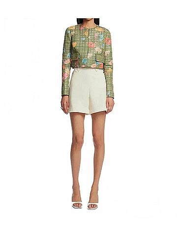 Lela Rose Floral Raffia Jacket in Cactus (view 2)