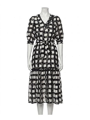 Jade Trimmed V-Neck Maxi Dress in Checkerboard (view 1)