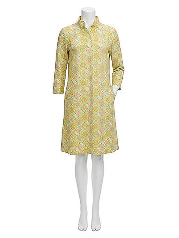 Foxcroft Tammy Sicilian Tile Dress in Yellow Multi (view 1)