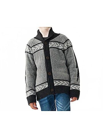 Hatley Boys Rock N Roll Shawl Collar Cardigan 7 Mo in Grey (view 2)