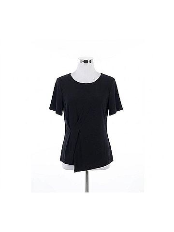 Clara Sun Woo Flounce Sleeve Stitch Overlay Top in Black (view 1)
