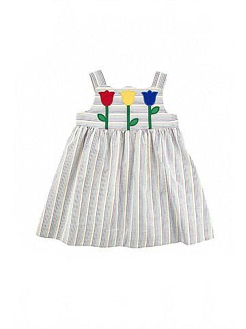 Florence Eiseman Kid's Tulips Stripe Seersucker Dress in Multi (view 1)