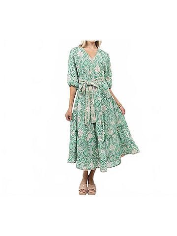 uncle frank The Garden Gala Paisley Midi Dress in Green (view 2)