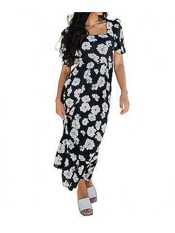 Mikarose Floral Print Dress in Black (view 2)