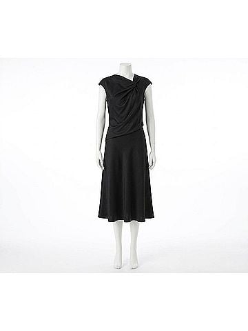 Theory Twist Bodice Satin Midi Dress in Black (view 2)