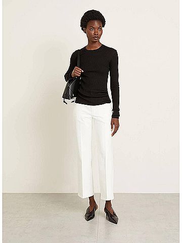 Jil Sander High Rise Flared Jeans in Porcelain (view 2)