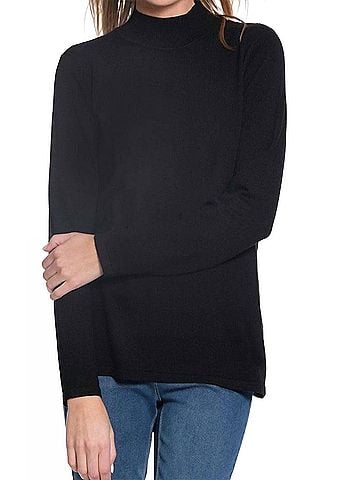 MULTIPLES Mock Neck Sweater in Black (view 2)
