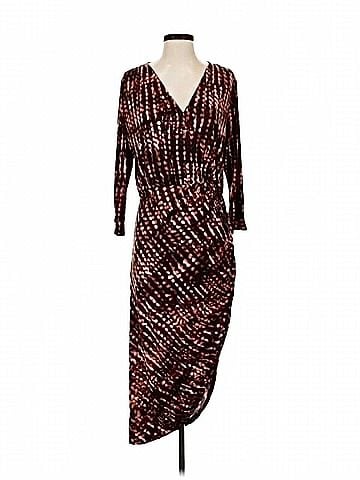 Veronica M. Shirred Long Sleeve Dress in Red (view 1)