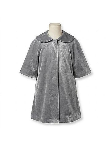 Vignette Girl's Jane Velvet Coat 7 Mo in Silver Grey (view 1)