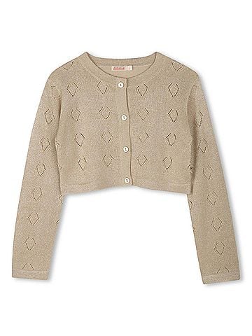 Billie Blush Kids' Ceremony Glitter Knitted Cardigan 4 Mo in Light Beige (view 2)