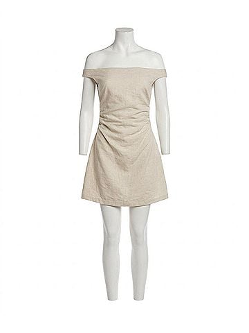 Crescent The Newport Linen Mini Dress in Oatmeal (view 1)