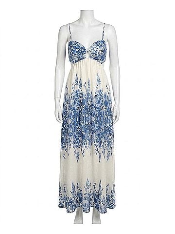 AaKaa Willow Floral Midi Dress in Ivory/Blue (view 1)
