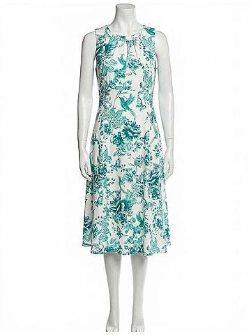 London Times Keyhole Midi Dress in Soft White/Teal (view 1)