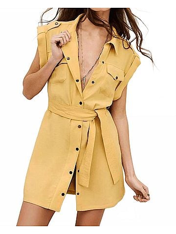 BA&SH Diala Mini Dress in Yellow (view 2)