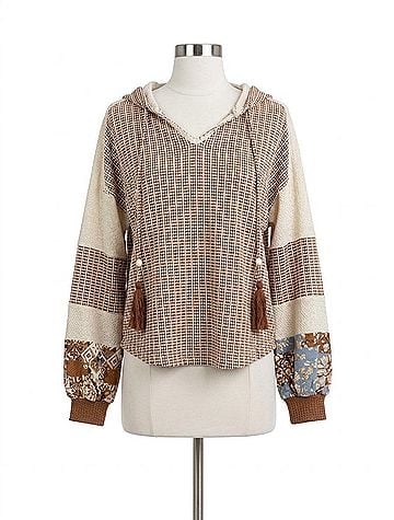 Miss Me Knit Long Sleeve Top in Beige (view 1)