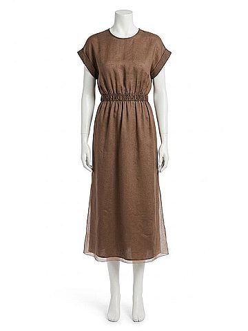Brunello Cucinelli Women's Midi Dress in Chocolate Brown (view 1)