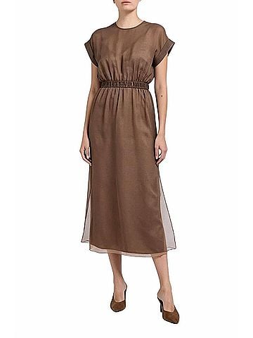 Brunello Cucinelli Women's Midi Dress in Chocolate Brown (view 2)