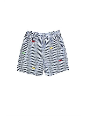 Florence Eiseman Kid's Under The Sea Fish Seersucker Shorts in Blue (view 2)