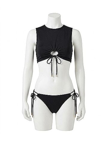 Robin Piccone Women's Pua Tie Side Bikini Bottom in Black (view 1)