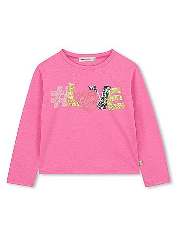 Billie Blush Girls' Love Long Sleeve Tee in Pink (view 2)