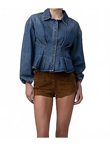 Blank NYC Addy Peplum Shirt in Off The Hook (view 2)