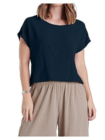 Oh My Gauze! Olga Cotton Top in Sapphire (view 2)