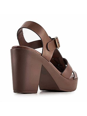 Andrea Women's T-Bar Platform Sandals in Dark Brown (view 2)