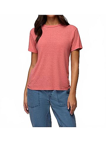 PrAna Cozy Up Short Sleeve Crew Tee in Guava (view 2)