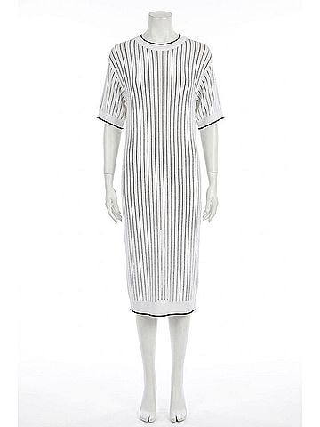 Brunello Cucinelli Open-Knit Cotton Midi Dress in White (view 1)