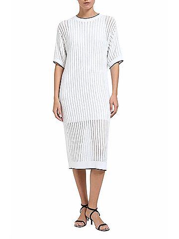 Brunello Cucinelli Open-Knit Cotton Midi Dress in White (view 2)