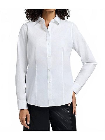 Foxcroft Dianna No Iron Long Sleeve Top in White (view 2)