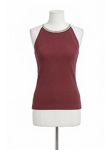 Brunello Cucinelli Women's Ribbed Tank in Red (view 1)