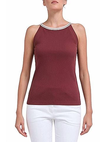 Brunello Cucinelli Women's Ribbed Tank in Red (view 2)