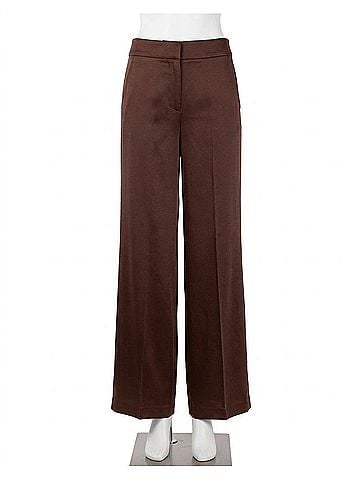 Avenue Montaigne Carla Palazzo Pant in Liquid Satin Brown (view 1)
