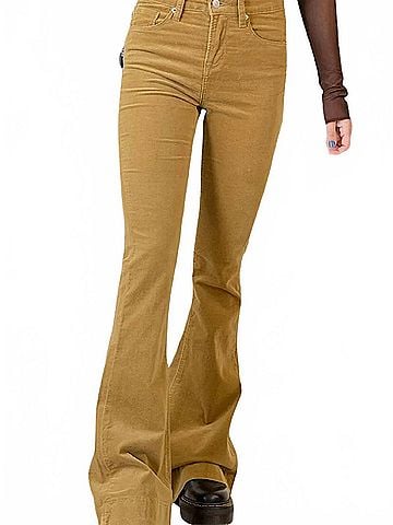 Mica Highrise Velvet Super Flare Jeans in Caramel (view 2)