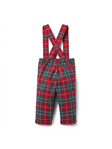 Janie and Jack Baby's Suspender Pants in Red (view 2)