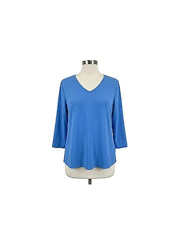 MULTIPLES 3/4 Sleeve V-Neck Top in French Blue (view 1)