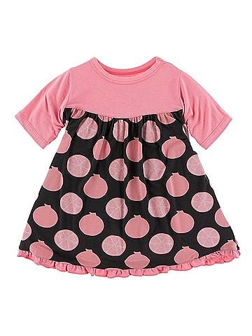 Kickee Girls' Short Sleeve Swing Dress in Zebra Pomegranate (view 1)