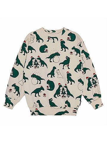 Molo Boys' Festive Dinos Sweatshirt 5 Mo in Beige/Green (view 1)