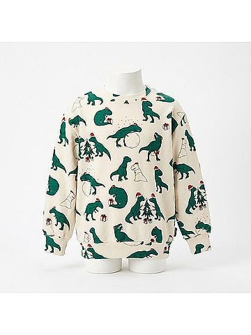 Molo Boys' Festive Dinos Sweatshirt in Beige/Green (view 2)