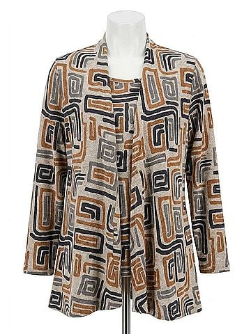 MULTIPLES Open Front Jacket &amp; Tank Set in Multicolor (view 1)