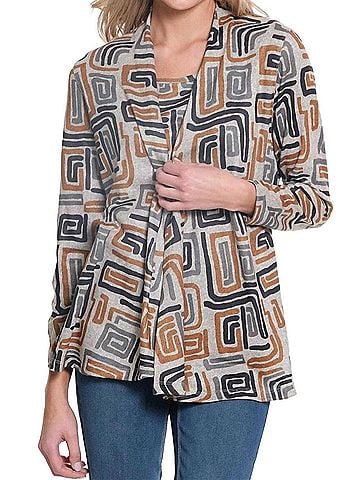 MULTIPLES Open Front Jacket &amp; Tank Set in Multicolor (view 2)